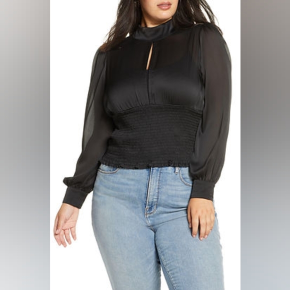 Leith Tops - NWT LEITH Long Sleeve Smocked Top Size XL